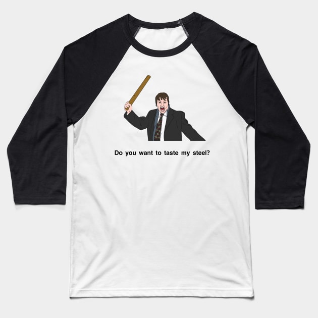 Peep Show Do you want to taste my steel? Baseball T-Shirt by tommytyrer